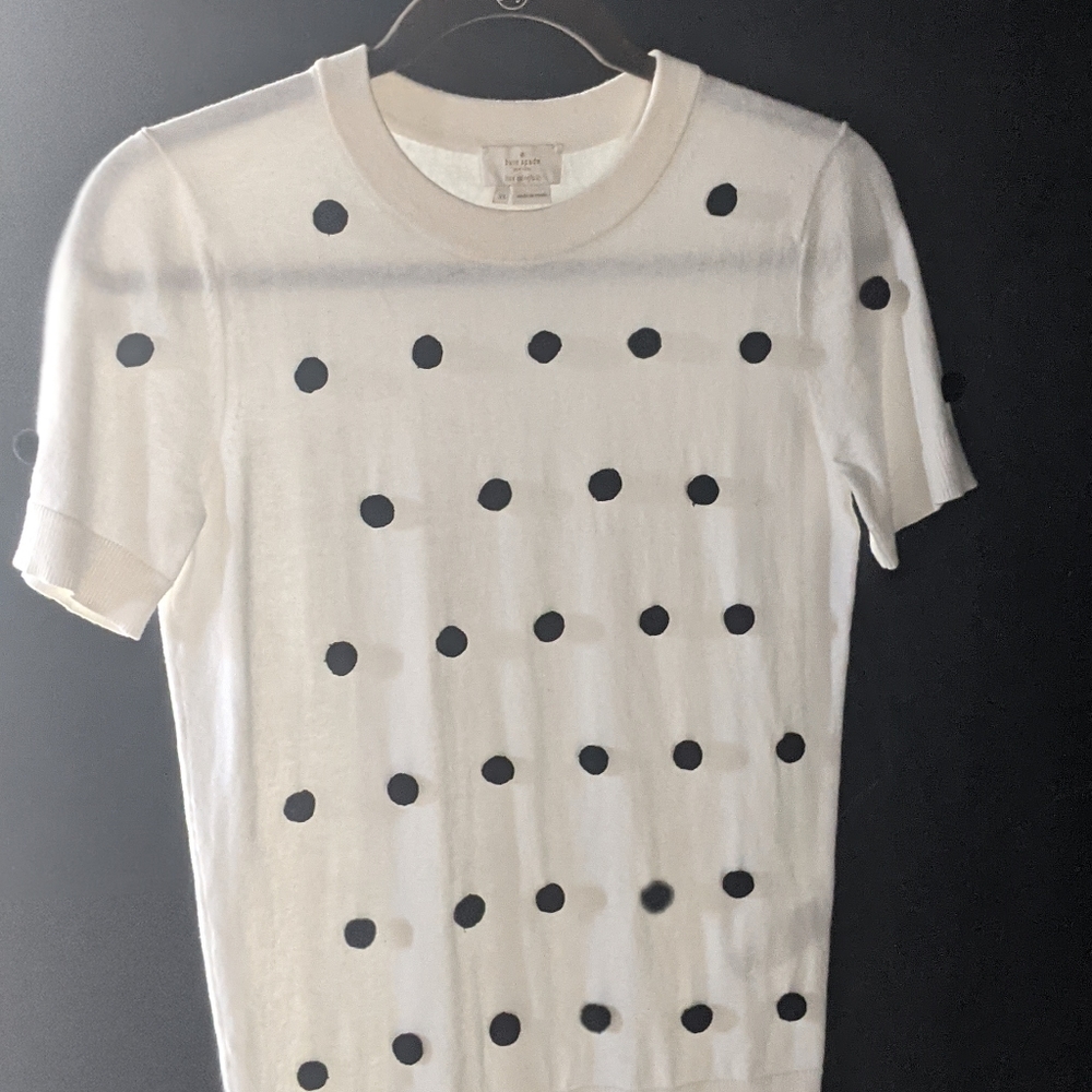 Kate Spade sweater top with polka dot tassels